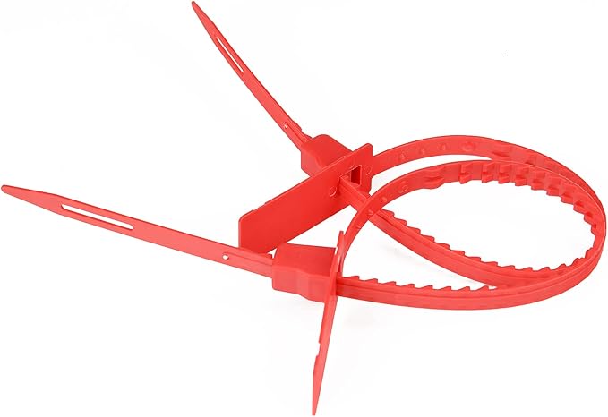 Heavy Duty Plastic Security Seal - Self Locking Tamper Evident Shipping Tags, Numbered Pull Tight Securing Straps for Truck Trailer, Length 337 mm 13.2" (Red 500 PCS)