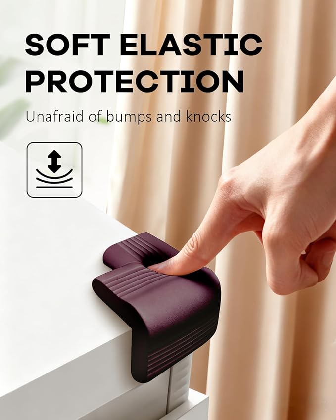 Baby Proofing Corner Guards 8 Pack Brown, Soft Foam Edge and Corner Protectors for Furniture, Pre-Taped Strong Adhesive Bumpers, Safe for Babies and Toddlers