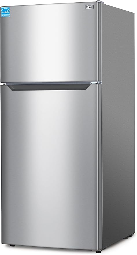 BLACK+DECKER 18.1 Cu. Ft. Top Mount Refrigerator with Freezer, 2 Door Refrigerator with Top Freezer and Adjustable Temperature Control, ENERGY STAR Certified, BR1810HS, Stainless Steel Look