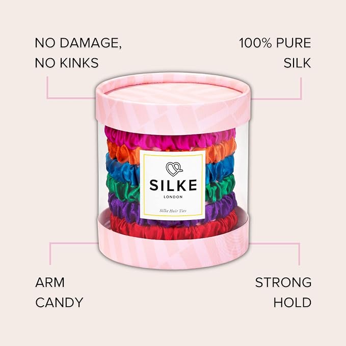 SILKE Hair Ties - Frida | Luxurious Silk Scrunchies (6 Pack) for Hair | No-Damage Silk Hair Ties for All Hair Types & Styles