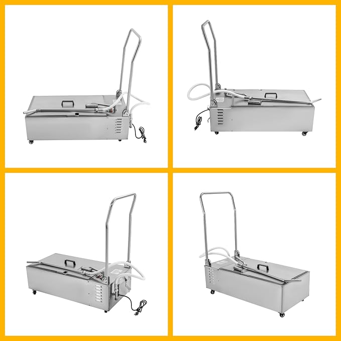 Mobile Oil Filter, 370W 55L/14.5Gal Deep Fryer Oil Filtration System Cart, Frying Oil 1.8ft² Filter Area, 10L(2.64Gal)/min Stainless Steel Oil Filter Machine w/ Pump & 360° Wheels, 33.46*16.54*14.17in