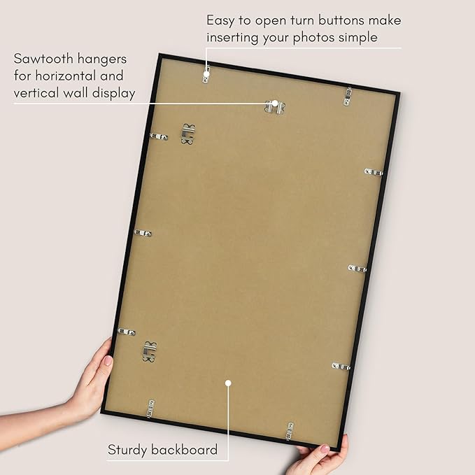 Americanflat 20x30 Poster Frame with Polished Plexiglass - Streamline Collection - Thin Border Picture Frame for Wall Display - Hanging Hardware Included - Black