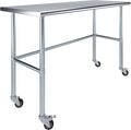 Stainless Steel Work Table Open Base & Wheels | Work Station | Metal Work Bench (Stainless Steel Work Table Open Base + Casters) (60" Long x 24" Deep)