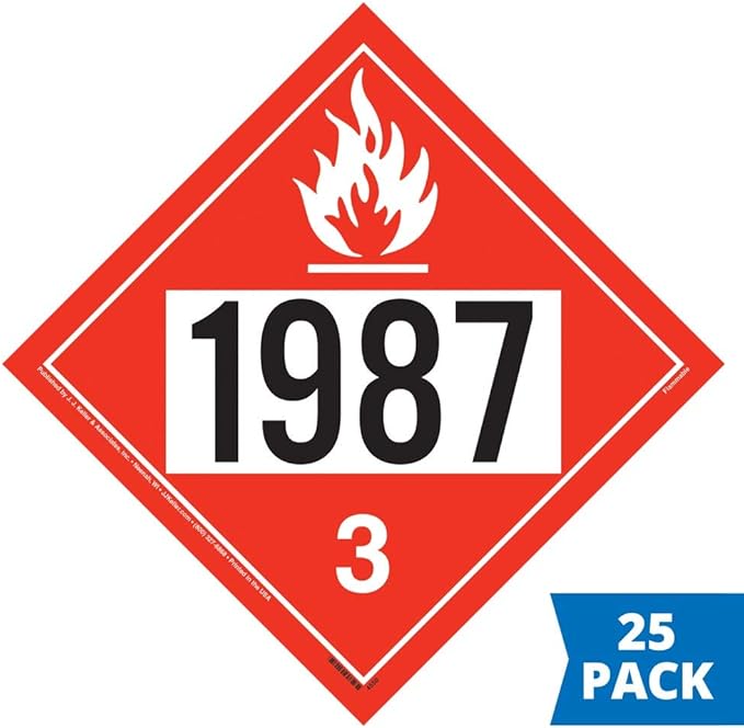 1987 Placard, Class 3 Flammable Liquid 25-pk. - 10.75" x 10.75" Polycoated Tagboard for Temporary Applications, DOT Hazmat Compliant, J. J. Keller & Associates, Inc.