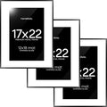 Homeforia 17x22 Picture Frame Black, High End Metal 17x22 Poster Frames with Mat 12x18 for Photo, 17 x 22 Black Frame Matted to 12 x 18 inch Print, 22x17 Thin Frame, Tempered Glass, Wall Kit, Set of 3