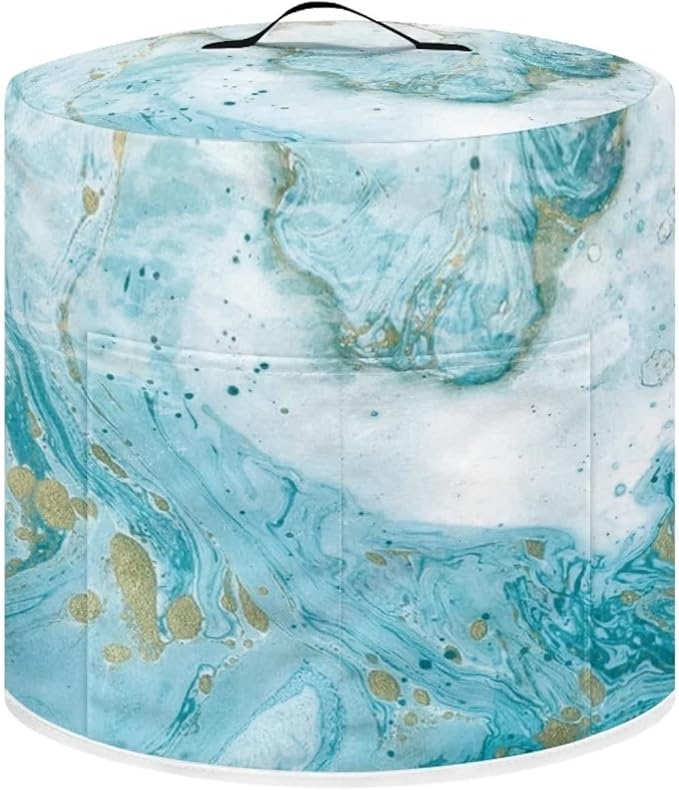 Dust Cover for Kitchen Accessories, for 8 Quart Pressure Cooker Air Fryer Rice Cooker Kitchen Appliance Dust Covers with Storage Pockets Dust-proof Washable, Sky Blue Marble