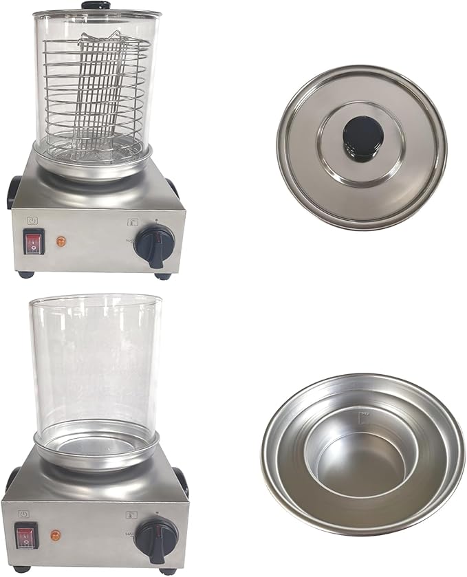 Hot Dog Warmer Steamer Machine Commercial Electric Sausage Warmer Countertop Stainless Steel Sausage Grill Heater Adjustable Temperature 32℉-185℉ 110V 300W