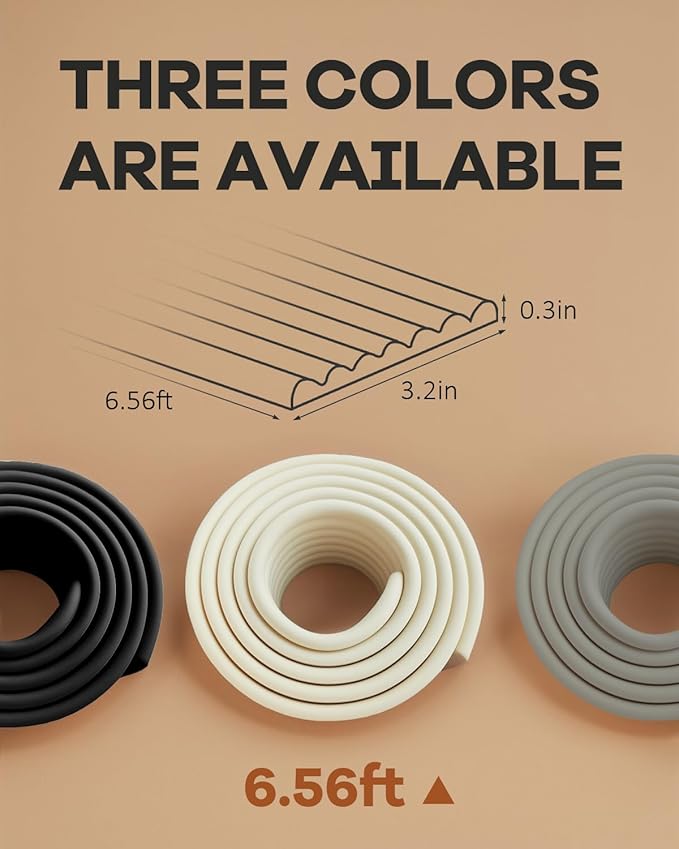 Edge and Corner Guards with Strong Adhesive Extra Thick Baby Proofing Furniture Protector for Table Desk Bed Cabinets Child Safety for Home and Nursery (Beige White, 6.56 Feet)