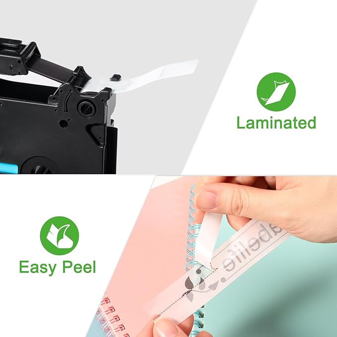 Labelife 5-Pack TZe TZ Tape 12mm 0.47 Laminated Clear Label Tape TZe-131 Replacement for Brother Label Maker Tape Clear TZe131 TZ-131 for Brother P Touch PT-D210 PT-D220 PT-H110 PT-D400 PT-D600 PTD200