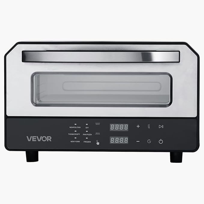 VEVOR Electric Pizza Oven, Smart Pizzas Maker Indoor with 5 Preset, 12-Inch Countertop Pizza Cooker w/Touch Srceen, 750℉ Max Temp, 2-Min Rapid Baking Oven Thin & Crispy, Neapolitan, Frozen, New York