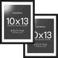 Homeforia 10x13 Picture Frame Black Wood, High End Oak 10x13 Poster Frames with Mat 8.5x11, 10 x 13 Wooden Frames Matted to 8.5 x 11 inch Photo, 13x10 Hanging Frame, Tempered Glass, Wall Kit, Set of 2