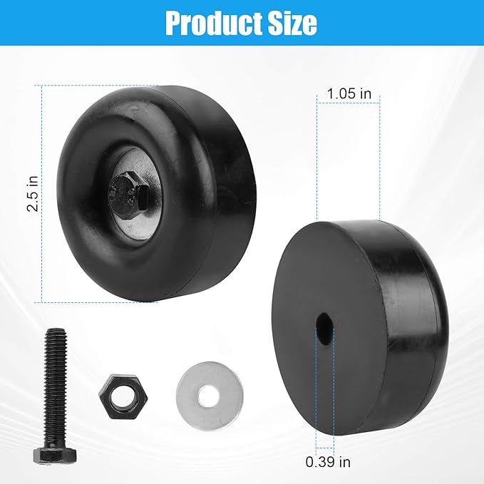 2.5" Trailer Ramp Door Bumper, Round Rubber Bump Stops with Screw Kit for Cargo Trailer Ramp Doors & Truck Gates, Pressure Washers, Air Compressors, Pumps, and More Equipment - 4 Pack