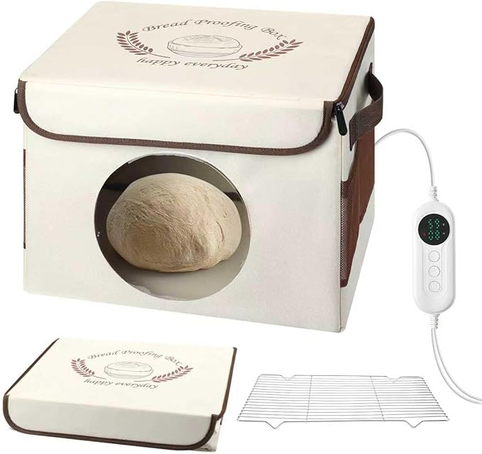 Foldable Bread Proofing Box with Temperature Timer Controller (86-113℉),Space-Saving Dough Proofer with Metal Rack,Sourdough Starter Warmer,Proofing Box for Bread Baking,Pizza,Yogurt,Seed Starting