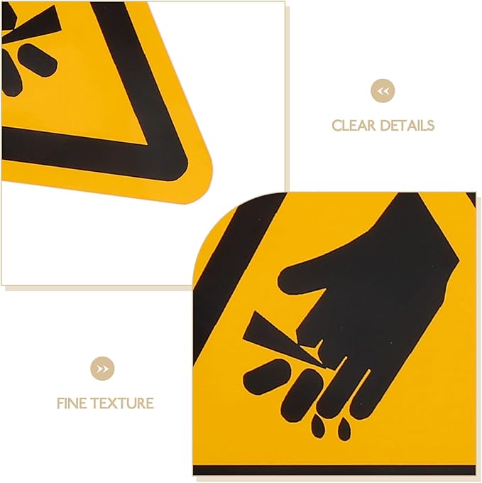 VALICLUD 6pcs Warning Stickers for Machinery High Visibility Hand Injury Caution Labels with Strong Adhesive Safety Markers for Hazardous Risk Prevention in Industrial Settings