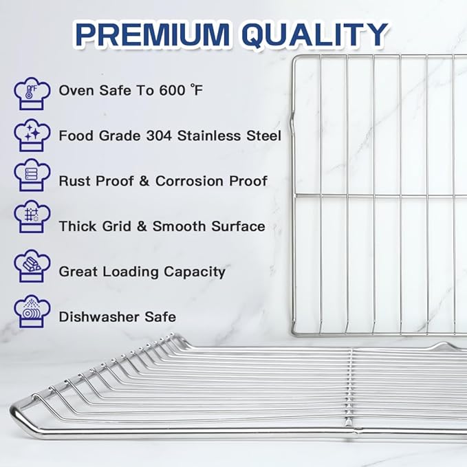 [Upgraded] 2Pcs Range Standard Oven Racks MHL63411403 for LG Range Ovens, Stainless Steel Oven Shelf Rack Replacement Part, 24.7'' Wide x16.2'' Deep