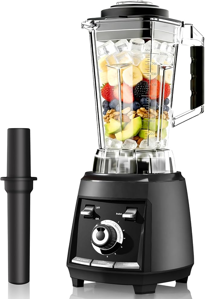 Blenders for kitchen, 1800W Smoothie Blender, Professional High Speed Countertop Blender with Stainless Steel Blades, 68-oz. Pitcher Ice Crushing & Frozen Fruit, BPA Free, Black