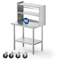 36x24 in NSF All Stainless Steel Table with Adjustable Shelf & Pegboard Panels & Casters, Kitchen Prep Table Commercial Heavy-Duty Worktable with Large Space Storage for Restaurant Garages