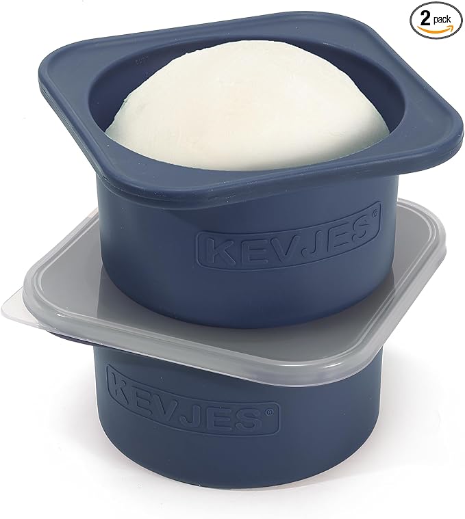 1000ml PLUS Individual Pizza Dough Proofing Containers with Airtight Lids – Food Grade Silicone, Freezer/Dishwasher Safe –Neapolitan Dough Rising & Fermentation – 2 Pack – 2 Pack (Blueberry)