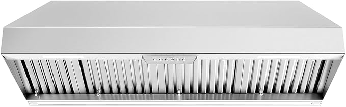 Akicon 48 Inch Range Hood Insert With Heater Sensor, 1200 CFM Ultra-Quiet Stainless Steel Ducted Vent Hood Insert with 4 Speed Fan, Dimmable LED Lights and Dishwasher Safe Filters
