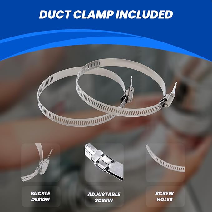 Dryer Vent Hose 4 Inch x 3FT - Flexible Aluminum Dryer Hose with 2 Clamps - Heavy-Duty 6-Layer Dryer Vent Hose for Tight Spaces, HVAC, Bathroom, and Kitchen Exhaust Ventilation