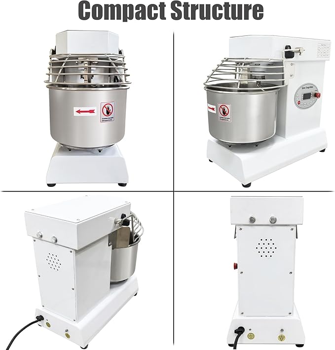 INTSUPERMA Commercial Dough Mixer Machine 10 L Capacity Electric Food Mixer with Double Action Double Speed 10 QT Spiral Mixer for Schools Bakeries Restaurants Pizzerias 110V 550W
