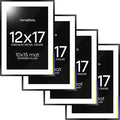 Homeforia 12x17 Picture Frame Black, High End Metal 12x17 Poster Frames with Mat 10x15 for Photo, 12 x 17 Black Frame Matted to 10 x 15 inch Print, 17x12 Thin Frame, Tempered Glass, Wall Kit, Set of 4