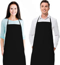 White Classic Black Aprons for Adults - Commercial Chef Apron, Kitchen Aprons for Men and Women without Pockets, Sublimation Aprons, Plain Bib Artist Aprons Set - 2 Pack