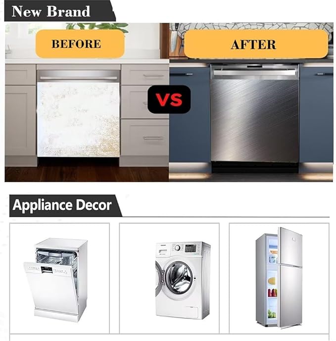 Stainless Steel Dishwasher Magnet Cover, Silver Magnetic Dishwasher Cover for Front Door Panel, Magnetic Dishwasher Decorative Panel Decal Refrigerator Sticker, 23"x 17"