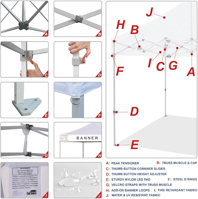 Eurmax USA Standard 10'x15' Patio Pop Up Canopy Tent Commercial Instant Canopies with Heavy Duty Roller Bag,Bonus 4 Sand Weights Bags (Grey)