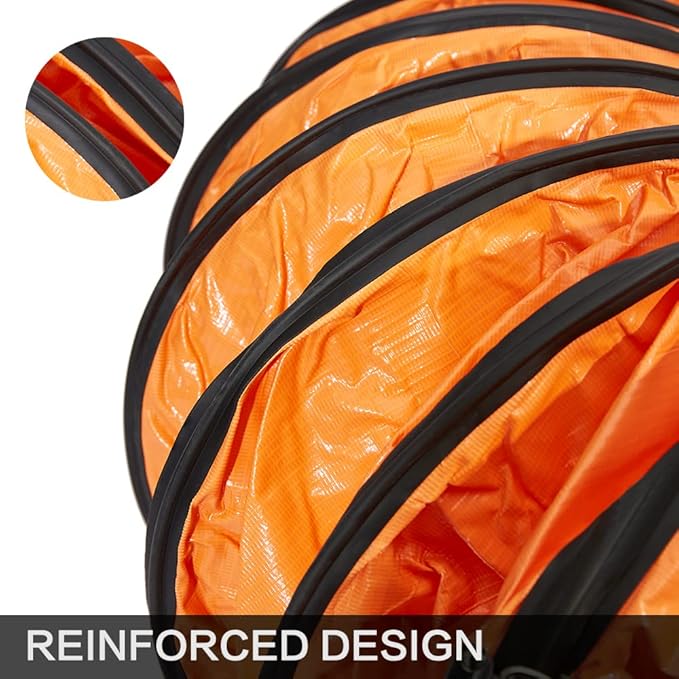 PVC Flexible Duct Hose, HVAC Duct Hosing Flame Retardant for Ventilator Utility Blower Fan with Adjustable Rope and D-Ring, Easy Storage (14inx16ft)