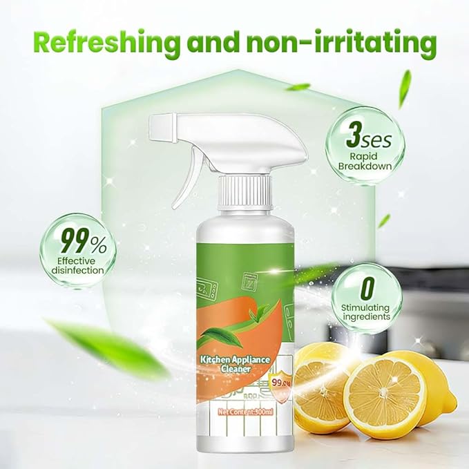 Kafia Natural Enzyme Formula to Household Appliances,Electrolyzed Ion Kitchen Cleaner Spray,Kitchen Appliance Cleaner,For Hold,Oven,Stove,Range Hood (300ML-2PCS)