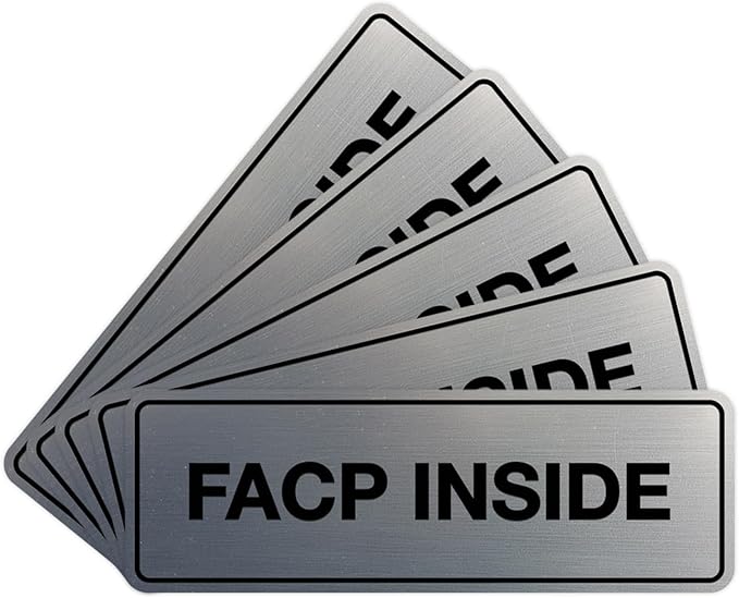Signs ByLITA Standard FACP Inside Sign | Fire Safety Signage (Brushed Silver) - Medium 5 Pack