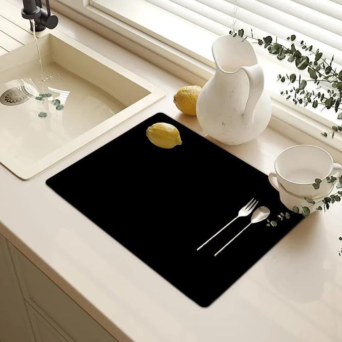 2PCS Black Rubber Mat for Microwave Top Cover, Nonstick Heat Resistant Micro-Wave Oven Cover, 18"x14" Non Slip Oven Kitchen Counter Protector Pad, Air Fryer Mat for Counter Heat Resistant