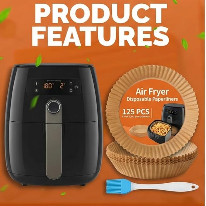 6.5 inches Round Air Fryer Liners Disposable Parchment Paper Liner Airfryer 3-5 QT Basket inserts Filter Sheets EXTRA THICK 40 GSM - Pack of 125