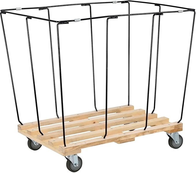 Global Industrial 12 Bushel, Blue Vinyl Basket Bulk Truck, Unassembled, 36" L x 26" W x 33-1/2"H, Rolling Laundry Cart, Commercial Material Handling Cart with 4" Casters