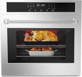Towallmark 30" Electric Single Wall Oven, 4.8 cu. Ft. Capacity AirFry True Convection, Self Cleaning, Stainless Steel Freestanding Electric Range Oven with Front Control, Silver