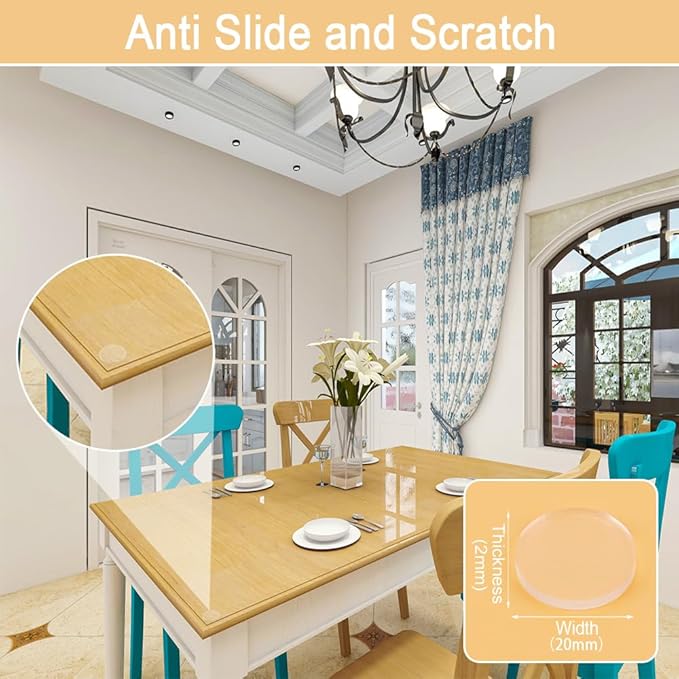Premium Self Adhesive Clear Soft Glass Table Top Bumper, Anti Slide and Scratch for Glass Table, Round Rubber Pads for Glass Table Top Spacer, (20mm*2mm, 24 PCS)