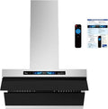 Awoco 36" Wall Mount Range Hood, Side-Draft Design, 4 Speeds Exhaust Fan with 800 CFM, Voice, Gesture, Touch & Remote Control, 6" Vent, Dimmable LED Light Bars, Adjustable Chimney up to 39"