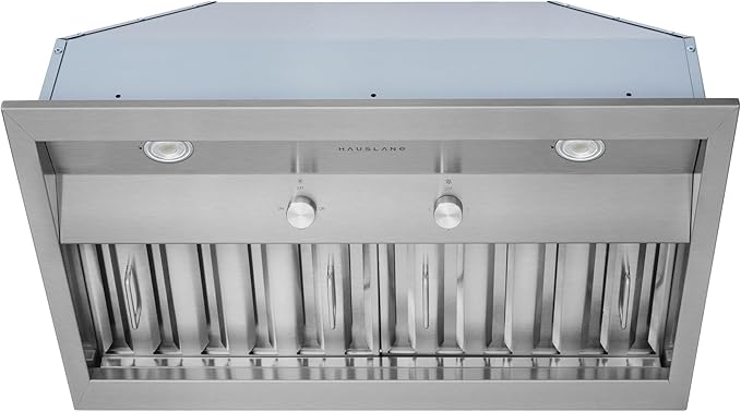 Hauslane Range Hood Insert 30 Inch, Hood Vent for Kitchen | Low Noise Performance, Professional-Grade Baffle Filters, LED Lamps, Stainless Steel Ductless Hood, Built in Range Hood 18.5” Deep