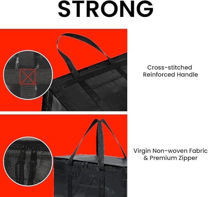 NZ home Insulated Bags for Food Delivery (2XL PRO) Grocery Shopping Cooler Bag, Pizza Delivery, Hot & Cold Catering Tote, Reusable, Foldable & Heavy Duty (Orange)