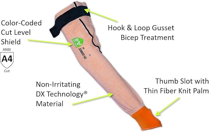 MAGID DXS22GTSXL M-Gard DX Technology Cut-Resistant Safety Sleeve with Thumb Slot - 22" (1 Pair)