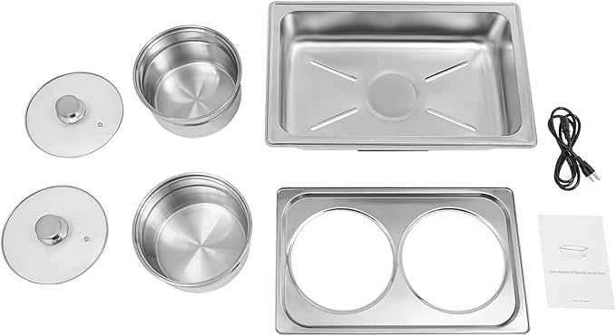 2-Pot Commercial Countertop Food Warmer, Commercial Grade Stainless Bain Marie Steel BuffetElectric Steam Table for Buffet Restaurant 2 x 4L