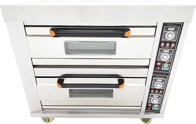 Commercial Movable Double-Decker Pizza Electric Oven Commercial Pizza Oven Countertop Multipurpose Indoor Pizza Oven 220V 13.2KW