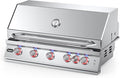 Hygrill Premium XTR 40-Inch Built In Grill, Stainless Steel 5-Burner Grill Head for Outdoor Kitchen with Rear Infrared Burner and LED Lights, Liquid Propane