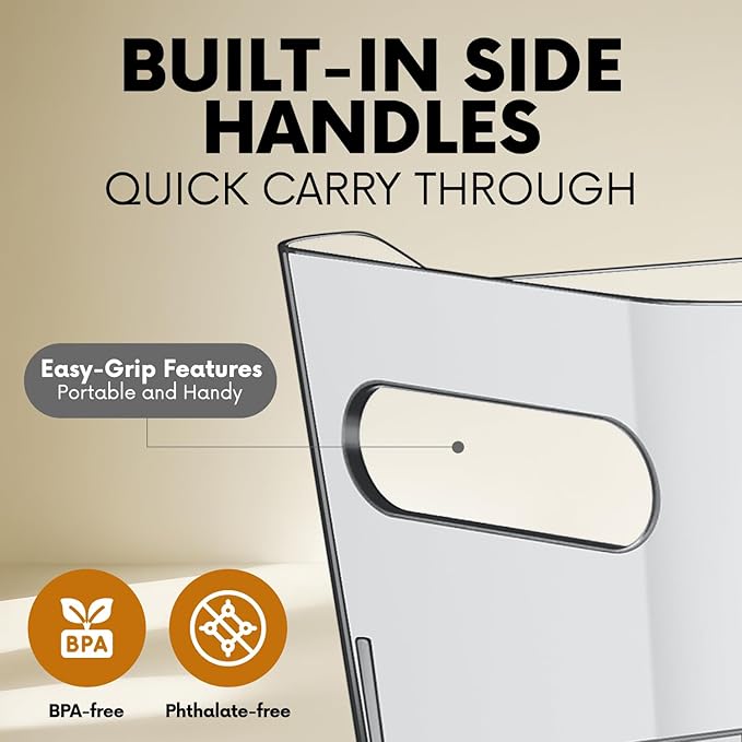 Clear Storage Bins, Pantry Organizers and Storage Containers Fridge Organizer Bins Kitchen Organization Cabinet Organizer Bin for organizing Cleaning Supplies Home Kitchen Refrigerator Containers