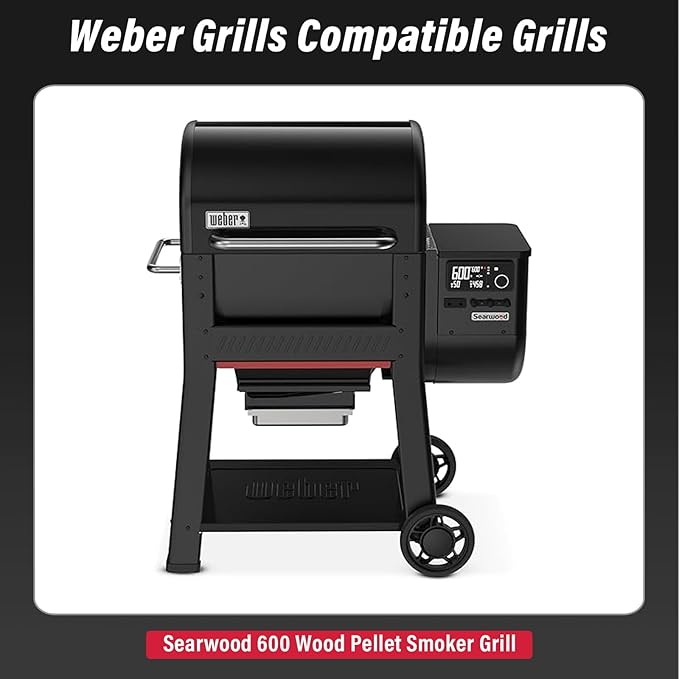 Utheer Front Folding Grill Table for Weber Searwood 600 – 23" x 12.5" Large Front Shelf with Stainless Steel Basin, Works Cutting Board, Lid & 5 Hooks, Heavy-Duty Weber Searwood 600 Accessories