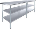 AmGood Stainless Steel Work Table with 2 Shelves | NSF | Metal Utility Table (96" Long x 30" Deep)