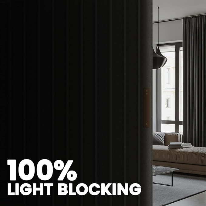 AJAZZ 100% Blackout Accordion Room Divider Curtains - with Flexible Ceiling Track Total Privacy Sound Proof Curtains Suitable for Bedroom Patio Sliding Door(Grey, W180 x L84, 1 Pack)