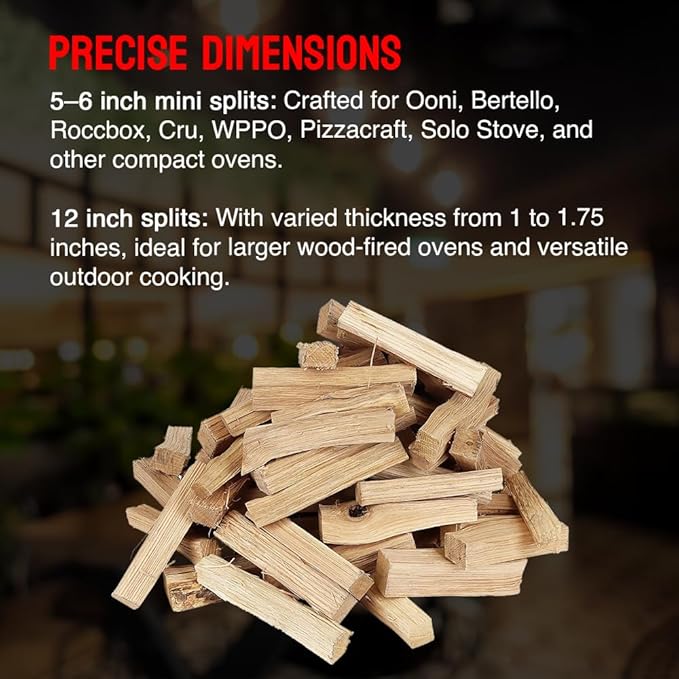 Pizza Oven Wood, 10 to 12‑Inch Firewood Logs, Cherry Hardwood Splits for Wood-Fired Pizza Ovens, USA Made, Sustainably Milled, Approximately 20-25 lbs