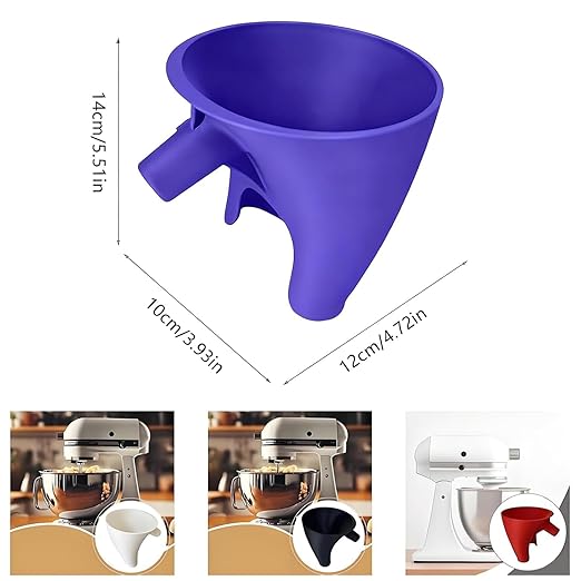 Flour Funnel for Kitchen Aid Mixer, Stand Mixer Attachment, No Mess Anti Spill Design for 4.5-5 Qt Tilt Head Dishwasher Safefor Normal Temperature Wash, Baking Tool (Red)